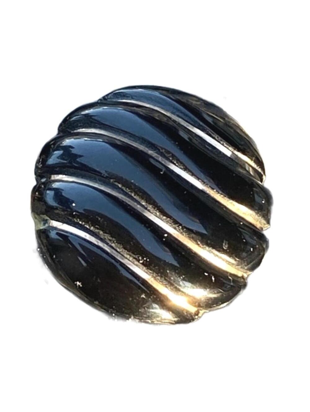 Vintage Onyx Oval Stud Earrings w/14K Solid Gold Inlay Posts & Backs 3/4” 8g - Picture 3 of 3